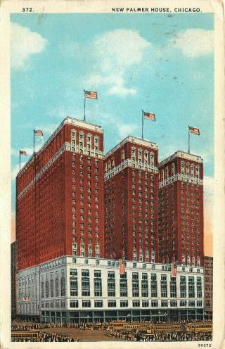 Postcard Il Chicago Palmer House Hotel Exterior View Posted 1929 Pc Il01