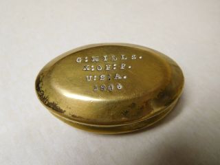 Antique Brass Silver Plate 1906 Monogram Kofp Knights Of Pythias Badge Pill Box
