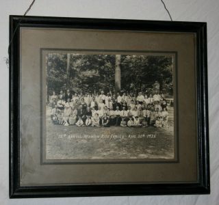 Vintage Framed 15 " X 13 " Photo Of 15th Annual Rice Family Reunion Aug.  30th 1925