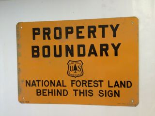 Vintage Metal U S Forest Service Property Boundary Sign Advertising Smokey Bear