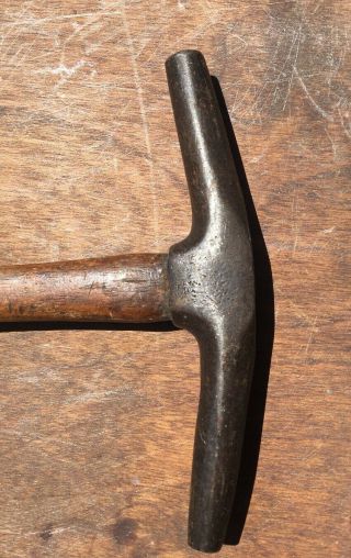 VINTAGE old Tack Hammer LEATHER horse tool.  Nail Puller on the End 3