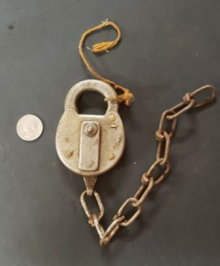 Rare Antique Vintage Fraim Padlock Lock Industrial