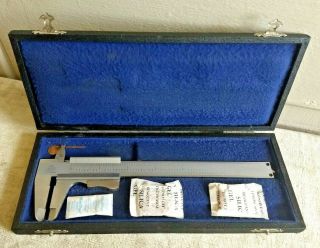 Vintage Inox Helios Caliper Tool Made In Germany Asme Charts On Back 1/1000inch
