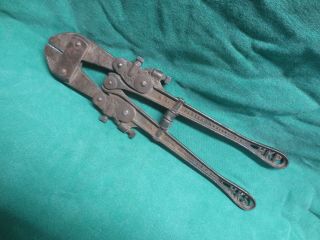 Vtg/antique Cast Iron H.  K.  Porter No.  14 Bolt Cutters Hkp Skeleton Handles