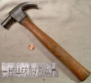 Vintage Heller Bros Carpenters Claw Hammer Collectible Old Tool