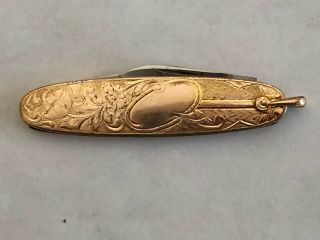 Vintage Colonial Dame 2 Blade Gold Filled / Plated Folding Pocket Knife