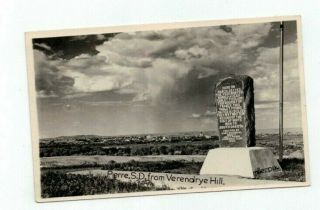 Sd Pierre South Dakota Antique Real Photo Rppc Post Card Monument Verendrye Hill