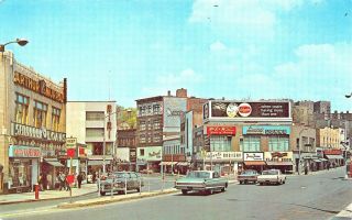 Yonkers Ny Street View Schaefer Beer Sign Woolworths Postcard