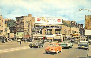 Yonkers Ny Street View Schaefer Beer Sign Old Cars Postcard