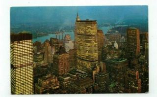Ny York City York Vintage Post Card Midtown Skyline Pan Am Bldg At Night