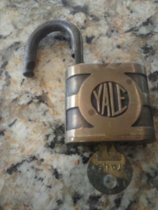 Vintage Yale 840 Pin Tumbler Padlock W/3 Keys Good