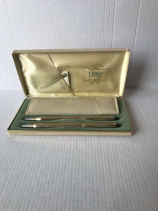 Vintage Cross 1/20 10k Gold Filled Pen And Pencil Set With Case