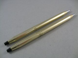 Vintage Cross Ballpoint Purse Pen And Pencil Set 1/20 10 Kt Gold Filled