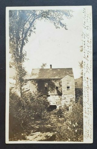 Grist Mill - Mount Vernon,  Maine - 1907 Old Real Photo Postcard Rppc (ej)