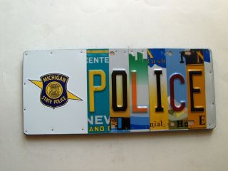 Michigan State Police Art License Plate Sign