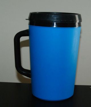 Vtg Aladdin Double Insulated Travel Mug/cup With Lid 32 Oz.  Teal Blue/black