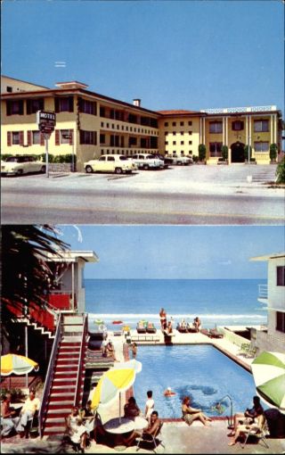 Crillon Hotel & Apartments Miami Beach Florida Fl Front View & Pool 1950s