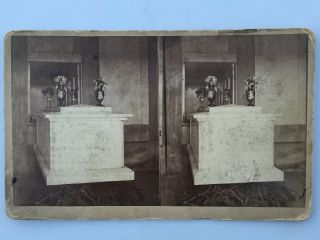 Rare Antique Stereoview Photo National Lincoln Monument Catacomb & Sarcophagus