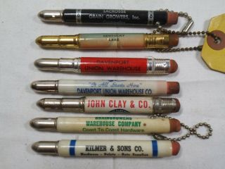 7 Vintage Bullet Pencils - Advertising,  Souvenir Pencil - Grain Growers,  Livestock - Gf