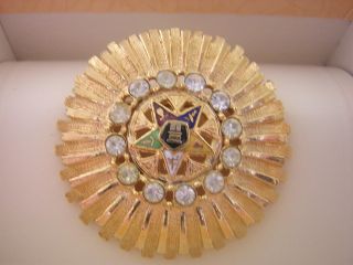 Starburst Brooch/pin Gold? Oes Masonic " Eastern Star " Ladies Vintage L@@k