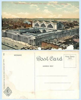 Aerial Pennsylvania Railroad Station York City C1910 Postcard - Architecture