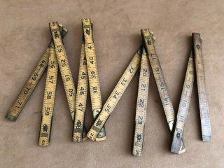 Lufkin Vintage Folding Made In Usa Yard Stick Rule Ruler Wood Wooden Extention