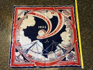 1933 Chicago Worlds Fair Century Of Progress Handkerchief Hankie
