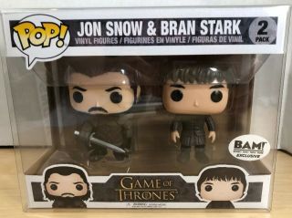 Game Of Thrones Jon Snow And Bran Stark 2 - Pack Bam Exclusive Funko Pop W Case