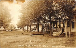 Pearl Beach Michigan C1910 Rppc Real Photo Postcard Houses Hammock By Pesha