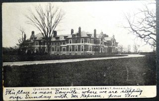 Postcard Idlehour Residence William K.  Vanderbilt Oakdale Long Island York