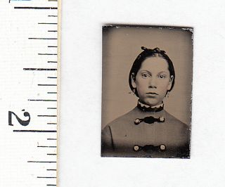Civil War Era Miniature Gem Tintype Photo.  Pretty Young Girl.  642m