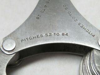 Brown & Sharpe 51 - Blade Thread Pitch Gage,  4 - 84 TPI Model 633 6