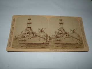 Underwood Strohmeyer Uss Oregon Battleship Stereoview Card