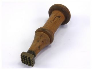Antique late 19th century brass & carved boxwood leather stamp tool 3