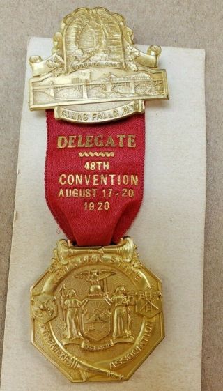 Glens Falls NY Fire Department Ribbon 1920 State Firemen ' s Convention 2