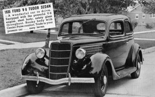 Automobile Advertising Postcard 1935 Ford V - 8 Tudor Sedan 110557