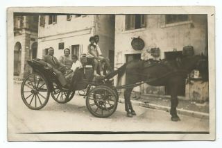 Greece Ionian Islands Corfu Kerkyra People On A Horse Carriage Old Photo Card