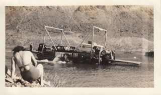 Photo Car Steam Paddle Ferry At Boulder (hoover) Dam 1930 