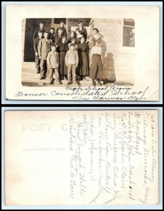 Nebraska Postcard - Hay Springs,  Banner Consolidated School Rppc J16