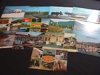 13 Continental Size Postcard Views Of Alaska