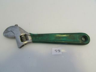 Vintage Diamond Adjustable 6 " Crescent Wrench Green Plastic Grip Usa Made Tool