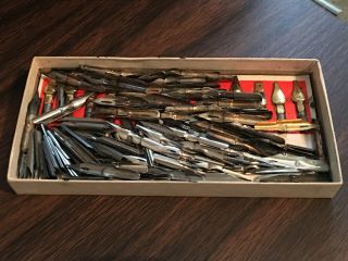 Vintage Box Of Calligraphy Dip Pens / Fountain Pen Nibs.