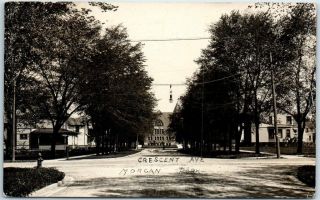 1909 Morgan Park Chicago Illinois Rppc Real Photo Postcard " Crescent Ave " Church