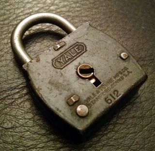 Vintage Antique Old Yale & Towne Mfg 612 Lock Padlock Lock No Key Made In Usa
