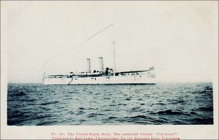 Military: Navy Ship,  Protected Cruiser Uss Cincinnati.  Pre - 1920.