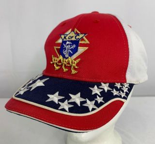 Knights Of Columbus Hat Red White Blue Stars Angel Pin Mansfield Texas