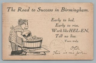 “road To Success In Birmingham Alabama” Antique Comic Humor Udb Postcard 1907