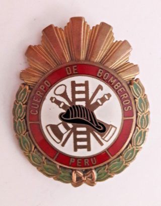 Peru Firefighter Medal Pin Badge Order Heavy Edition 37 Grams Cuerpo De Bomberos