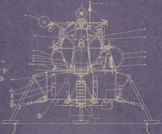 Lunar Excursion Module (lem) Component Layout Blueprint From Nasa Documents