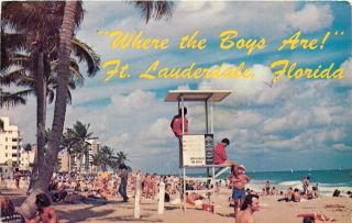 Where The Boys Are Fort Lauderdale Florida Fl Beach Scene Young Girls Card To Bf